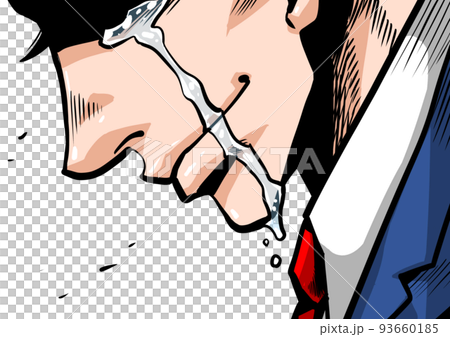 うつむく横顔のマンガ風男性のイラスト 93660185