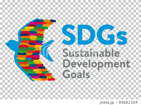 SDGsをイメージしたシンプルなロゴマーク　鳥　白バック 93662104