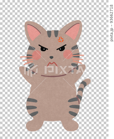 Illustration of an angry cat outline = partial solid line & color kijitora cat Illustration of an angry cat outline = partial solid line & color kijitora cat 93662718
