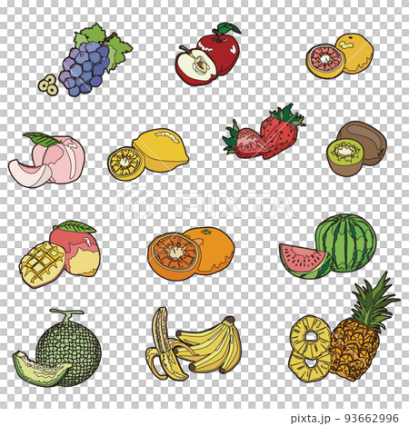 水果圖圖標線條藝術第 1 部分 93662996