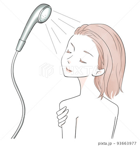 シャワーを浴びる女性 ボブ(水彩風) シャワーを浴びる女性 ボブ(水彩風) 93663977