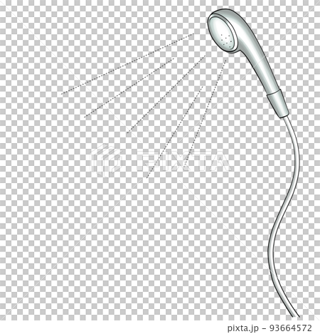 シャワーヘッド　シャワー　イラスト（シルバー） 93664572