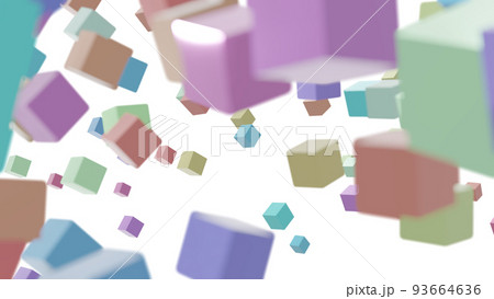 CGブロック ランダムに浮遊するカラフルなキューブ CGブロック ランダムに浮遊するカラフルなキューブ 93664636