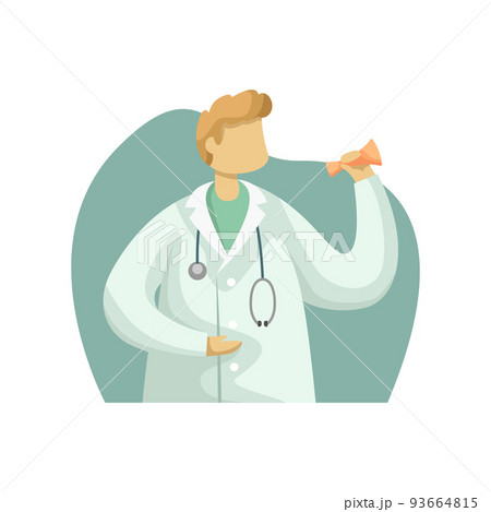 Vector illustration of a male doctor in a white coat with a stethoscope. Flat style 93664815