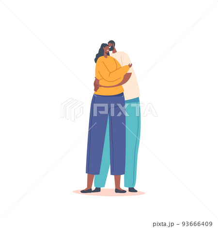 Happy African Man and Woman Embracing and Hugging. Loving Couple Romantic Relations, Strong Family Concept 93666409