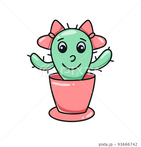 Character cactus girl with bows Character cactus girl with bows 93666742