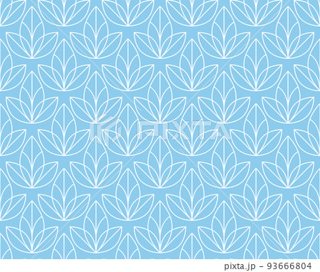 Flower geometric pattern. Seamless vector background. White and blue ornament. Ornament for fabric, wallpaper, packaging. Decorative print Flower geometric pattern. Seamless vector background. White and blue ornament. Ornament for fabric, wallpaper, packaging. Decorative print 93666804