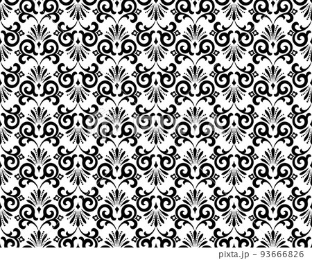 Flower geometric pattern. Seamless vector background. White and black ornament 93666826