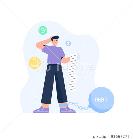 Debt problems concept. Financial obligation,...のイラスト素材 [93667272] - PIXTA