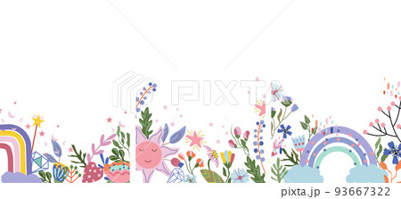 Beautiful of greeting cards with colorful flowers and leaves, rainbows, sun and other. Magical illustrations for your as creating card, banner, birthday and other holidays.Vector. Beautiful of greeting cards with colorful flowers and leaves, rainbows, sun and other. Magical illustrations for your as creating card, banner, birthday and other holidays.Vector. 93667322