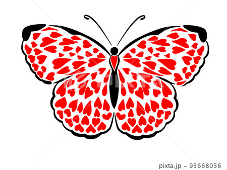 Butterfly of red hearts. Vector illustration Butterfly of red hearts. Vector illustration 93668036