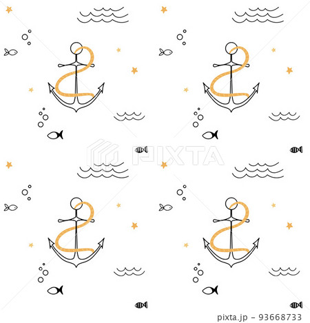 Cute seamless pattern nautical theme. Ocean and sea life background for children 93668733