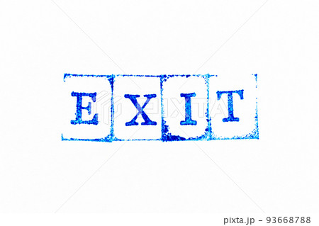 Blue color ink rubber stamp in word exit on white paper background 93668788