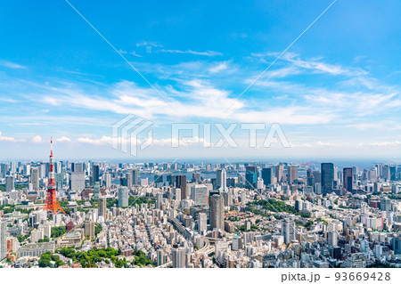 【東京都】真夏の青空の都市風景(8月) 【東京都】真夏の青空の都市風景(8月) 93669428