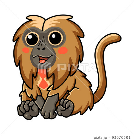 Cute little gelada monkey cartoon sitting 93670501