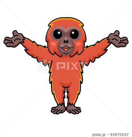 Cute little orangutan cartoon raising hands Cute little orangutan cartoon raising hands 93670507