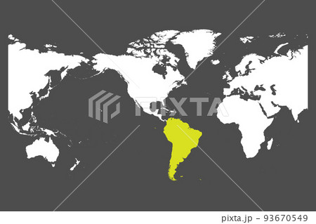 South America continent green marked in World map 93670549