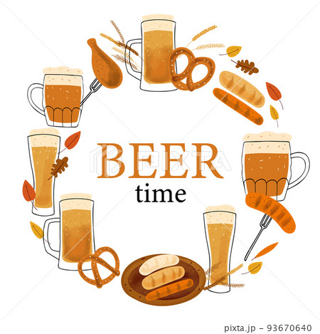 Frame background with stylized illustration mugs Frame background with stylized illustration mugs 93670640