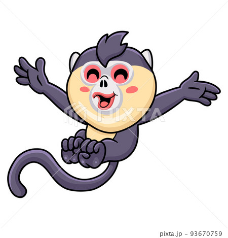 Cute little snub nosed monkey cartoon posing Cute little snub nosed monkey cartoon posing 93670759