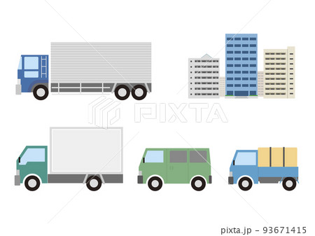 トラック4種とビル 93671415