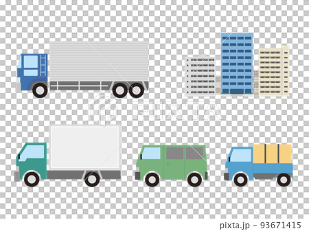 トラック4種とビル 93671415