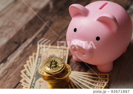 貯金箱　米ドル紙幣　仮想通貨 93671887