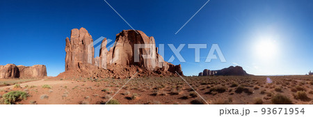Desert Rocky Mountain American Landscape. Sunny Morning Sunrise. 93671954