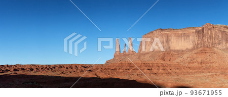 Desert Rocky Mountain American Landscape. Sunny Morning Sunrise. 93671955