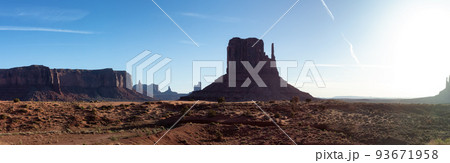 Desert Rocky Mountain American Landscape. Sunny Morning Sunrise. 93671958