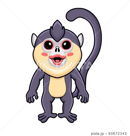 Cute little snub nosed monkey cartoon standing Cute little snub nosed monkey cartoon standing 93672343