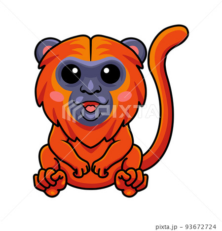 Cute red howler monkey cartoon sitting 93672724