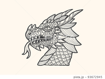 Hand drawn dragon head vector 93672945