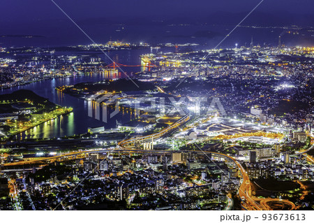 新日本三大夜景に認定された皿倉山からの素晴らしい夜景（福岡県北九州市） 93673613