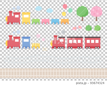 かわいい汽車のイラスト素材セット 93674324