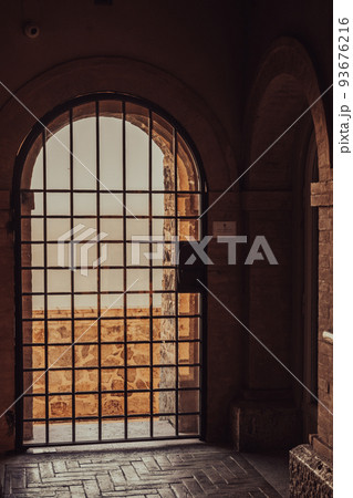 Medieval castle with beautiful sun light in Tuscany, Italy. Medieval castle with beautiful sun light in Tuscany, Italy. 93676216