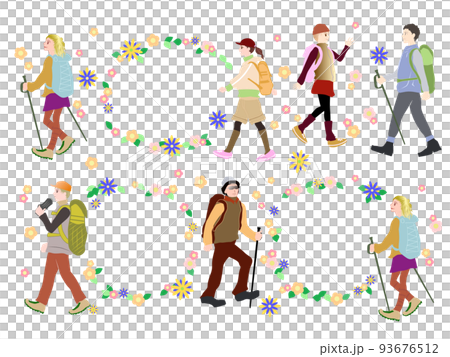 (2) Mountain walking hiking trekking illustration mountain walking people (2) Mountain walking hiking trekking illustration mountain walking people 93676512