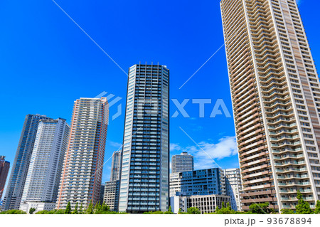 東京都 江東区東雲の都市風景 タワーマンション群 東京都 江東区東雲の都市風景 タワーマンション群 93678894