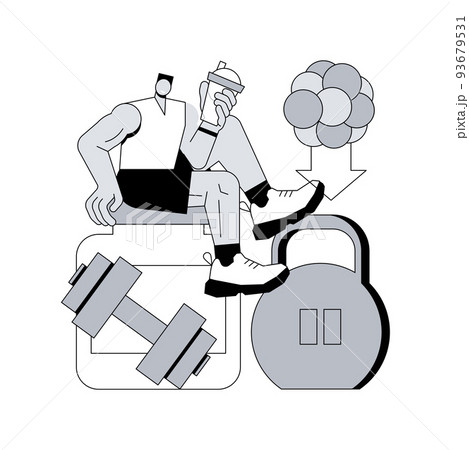 Sports nutrition abstract concept vector illustration. Sports supplements, ergogenic aids use, protein cocktail, nutrition discipline, healthy lifestyle, low holesterole food abstract metaphor. 93679531