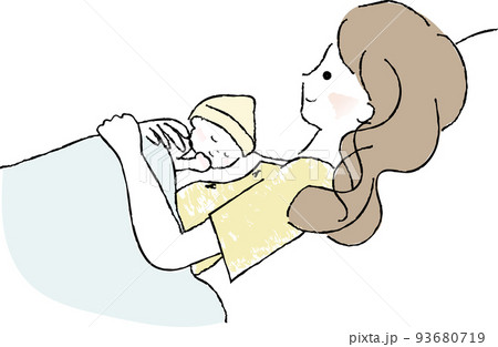 カンガルーケアする母親と新生児　産後ケア 93680719