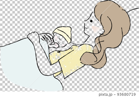 カンガルーケアする母親と新生児　産後ケア 93680719
