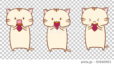 cat eating baked potato 93680901