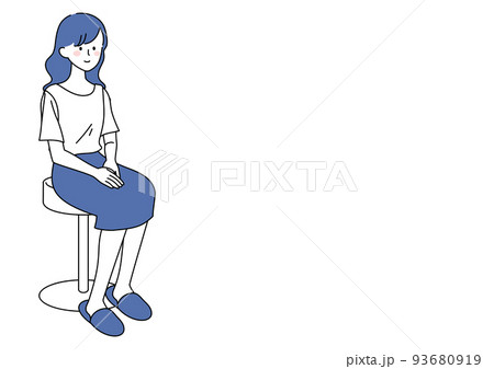 椅子に座る若い女性のイラスト素材 [93680919] PIXTA