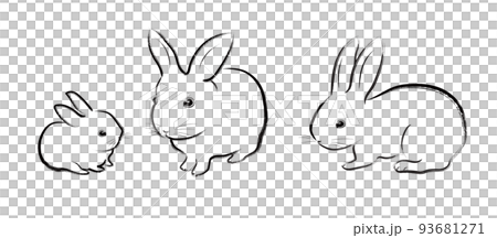 Rabbit brush painting set vector Rabbit brush painting set vector 93681271