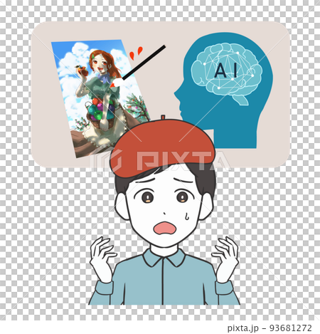 イラストを描くAI 困るイラストレーター 男性 イラストを描くAI 困るイラストレーター 男性 93681272