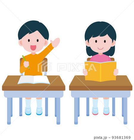 楽しそうに勉強するこどもたち　のイラスト 93681369