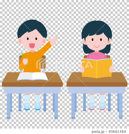 楽しそうに勉強するこどもたち　のイラスト 93681369