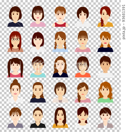 Young woman avatar icon front Young woman avatar icon front 93681391