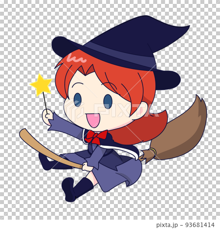 witch girl on a broom 93681414