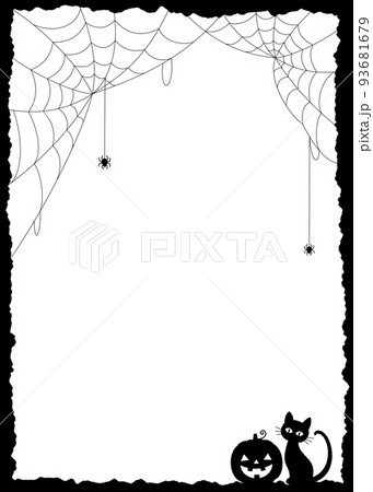 ハロウィン　背景イラスト　蜘蛛の巣のフレーム 93681679