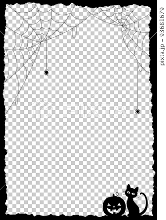 ハロウィン　背景イラスト　蜘蛛の巣のフレーム 93681679